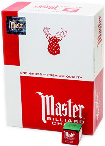 海外輸入品 ビリヤード Master Billiard Pool Chalk, Pack of 144 Cubes, Green, with Protective Box - Professional Billiards Chalk for Smooth, Even Coating on Cue Tip - Pool Table Accessories Gifts for Men海外輸入品 ビリヤード