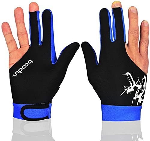海外輸入品 ビリヤード Man Woman Elastic 3 Fingers Show Gloves for Billiard Shooters Carom Pool Snooker Cue Sport - Wear on The Right or Left Hand 1PCS (Blue, M)海外輸入品 ビリヤード