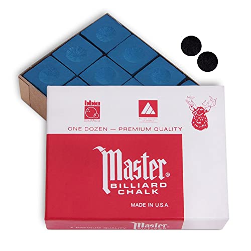 海外輸入品 ビリヤード Master Chalk Master Billiard Pool Cue Chalk Premium Quality - 1 Dozen - Made in The USA + 2 pcs of Quality Billiard Pool Table Spots (Blue)海外輸入品 ビリヤード
