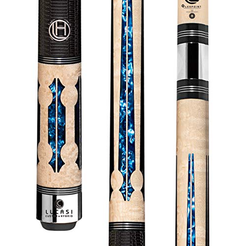 海外輸入品 ビリヤード Lucasi Hybrid LHC97 Natural Birds-Eye Maple with Blue Crushed Velvet Inlays Technology Cue, 21-Ounce海外輸入品 ビリヤード