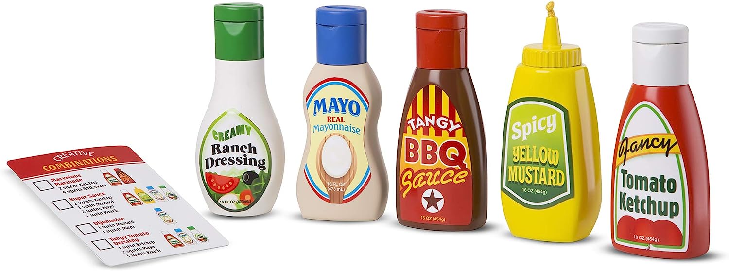 メリッサダグ おもちゃ おままごと ごっこ遊び Melissa Doug 【送料無料】Melissa Doug 5-Piece Favorite Condiments Play Food Set Let's Play House Fridge Fillers (Pretend Play Groceryメリッサダグ おもちゃ おままごと ごっこ遊び Melissa Doug