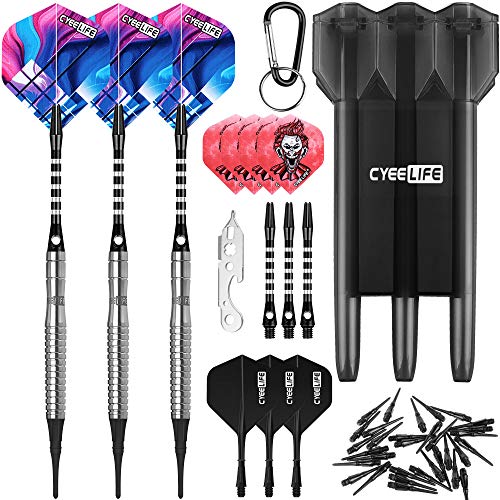 海外輸入品 ダーツ CyeeLife-Tungsten Soft Darts for Competition 16g,Carrying case Extra Tips Tool Aluminium shafts Extra Flights,90% Tungsten Barrels,Perfect as a Gift海外輸入品 ダーツ
