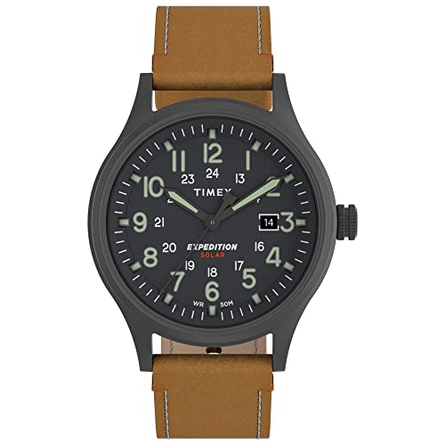 腕時計 タイメックス メンズ Timex Men's Expedition Scout Solar 40mm Watch ? Gunmetal Case Gray Dial with Tan Genuine Leather Strap腕時計 タイメックス メンズ｜angelica 19,988円