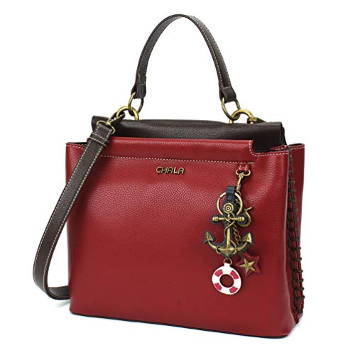 chala 御徒面子 継ぎ切れ 袋 愛くるしい CHALA Charming Satchel with Adjustable Strap - Metal Anchor - Burgundychala 御徒面子 継ぎ切れ 袋 愛くるしい