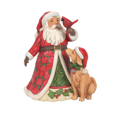 エネスコ Enesco 飾りつけ 室内装飾 外国でひな形 亜米利加 Enesco Jim Shore Heartwood Creek Santa with Cardinal and Dog Figurine, 6.25 Inch, Multicolorエネスコ Enesco 飾りつけ 室内装飾 外国でひな形 亜米利加