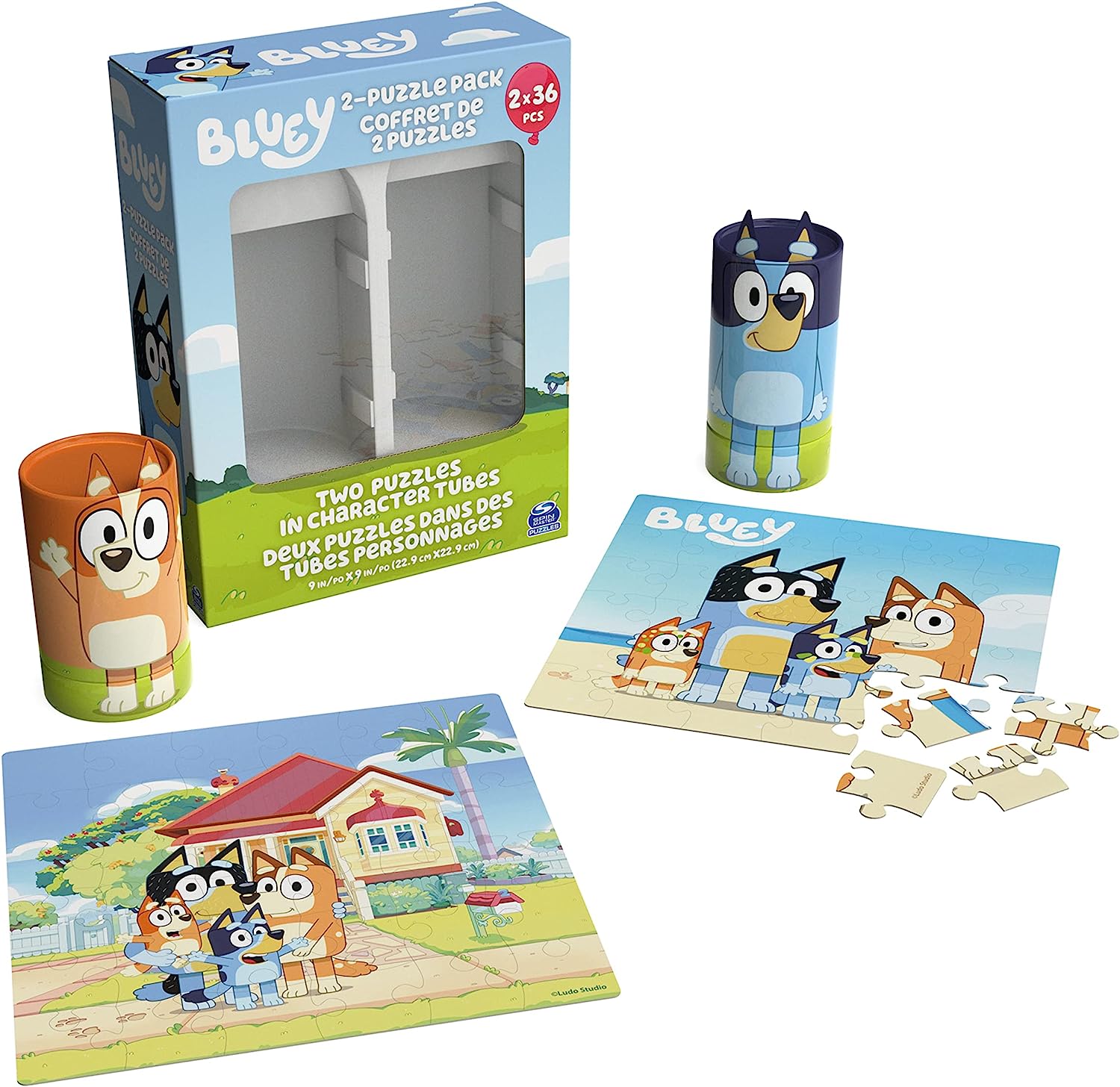ジグソーパズル 海外製 アメリカ 【送料無料】Bluey, 36 Piece Jigsaw Puzzle Two Pack Toy Gift Set with Easy to Store Tube Packaging, for Kids Aged 3 and upジグソーパズル 海外製 アメリカ