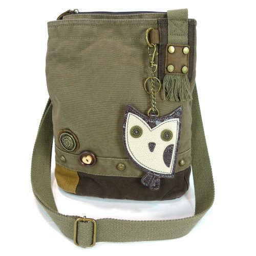 chala 御徒面子 継ぎ切れ 袋 愛くるしい Patch Crossbody Canvas Bag Hoo Hoo Owl Dark Olivechala 御徒面子 継ぎ切れ 袋 愛くるしい