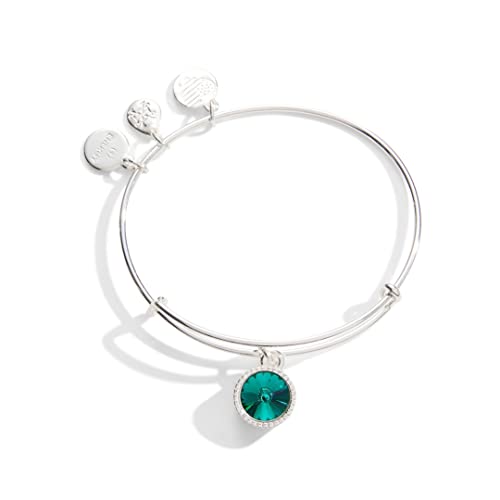 アレックスアンドアニ アメリカ アクセサリー ブランド かわいい ALEX AND ANI Birthstones Expandable Bangle for Women, May, Green Emerald Crystal, Shiny Silver Finish, 2 to 3.5 inアレックスアンドアニ アメリカ アクセサリー ブランド かわいい｜angelica