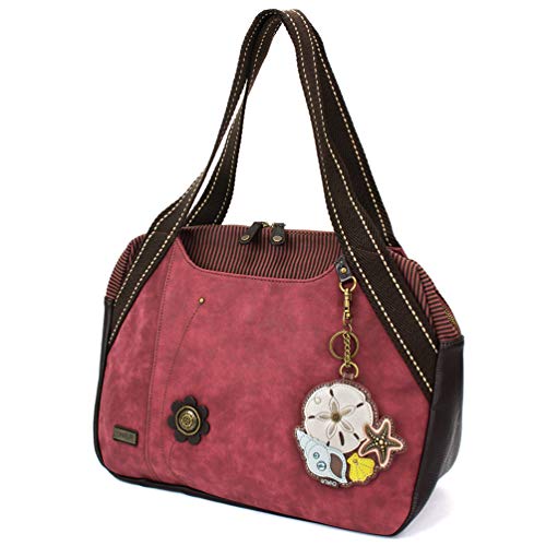 chala バッグ パッチ カバン かわいい Chala Bowling Bag - Sand Dollar - Burgundychala バッグ パッチ カバン かわいい｜angelica