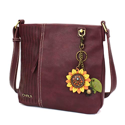 chala 御徒面子 継ぎ切れ 袋 愛くるしい CHALA Laser Cut Crossbody Faux Leather - Mini Keychain Sunflower - Plumchala 御徒面子 継ぎ切れ 袋 愛くるしい