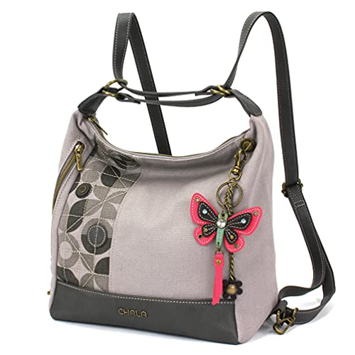 chala バッグ パッチ カバン かわいい CHALA Retro Convertible Purse - Mini Keychain Butterfly Pink - Graychala バッグ パッチ カバン かわいい|angelica