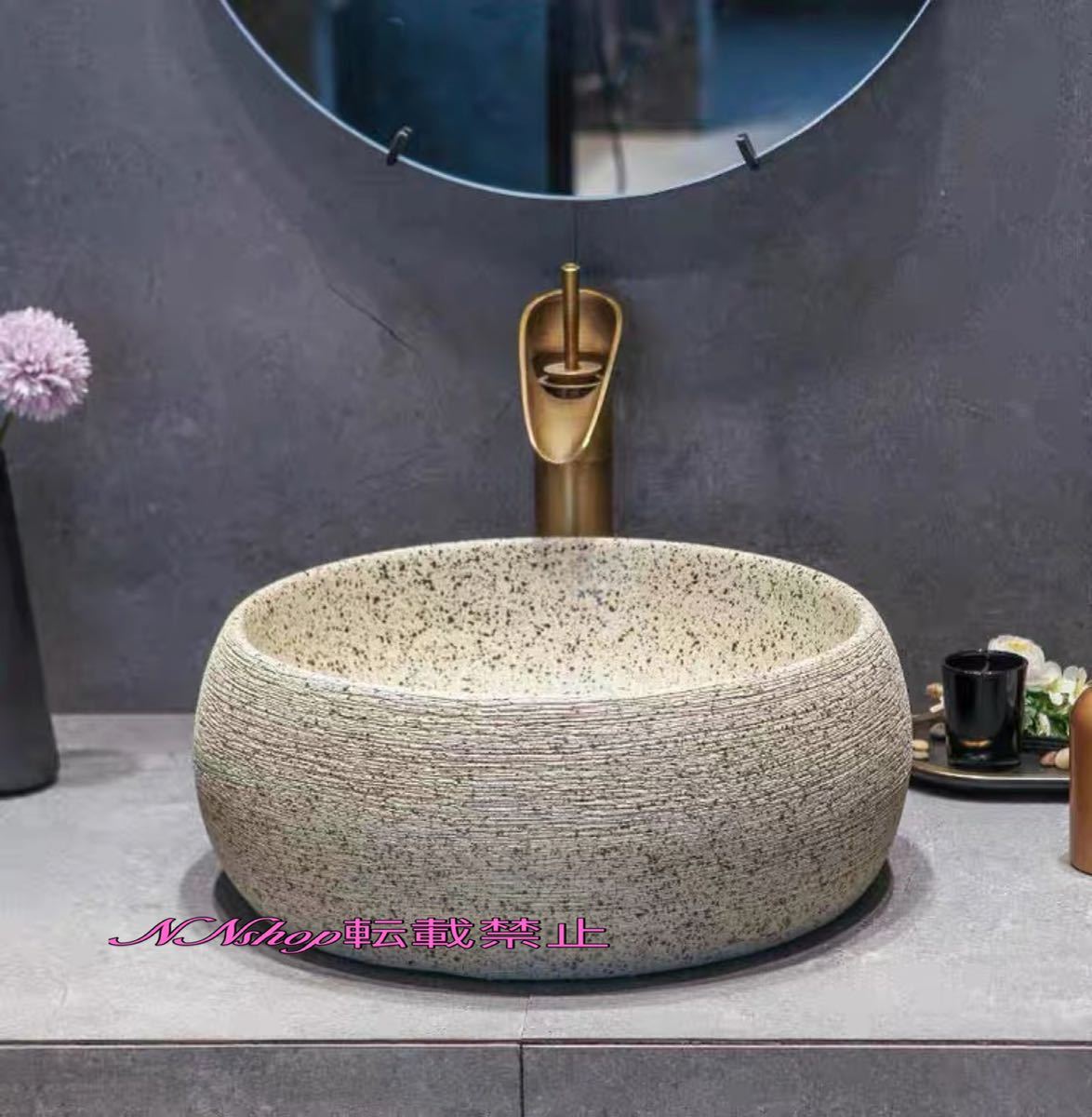 A13403 洗面ボウルセット 洗面ボール ．陶器 手水鉢 手洗器 手洗い鉢 洗面器 蛇口 排水金具付 A011340高級洗面台 洗面ボウルセット 洗面ボール 陶器 手