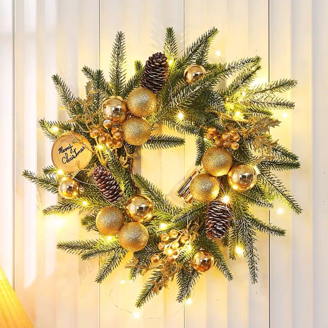 クリスマス花輪 ドアリース 壁飾り 人工造花 デラックスリース