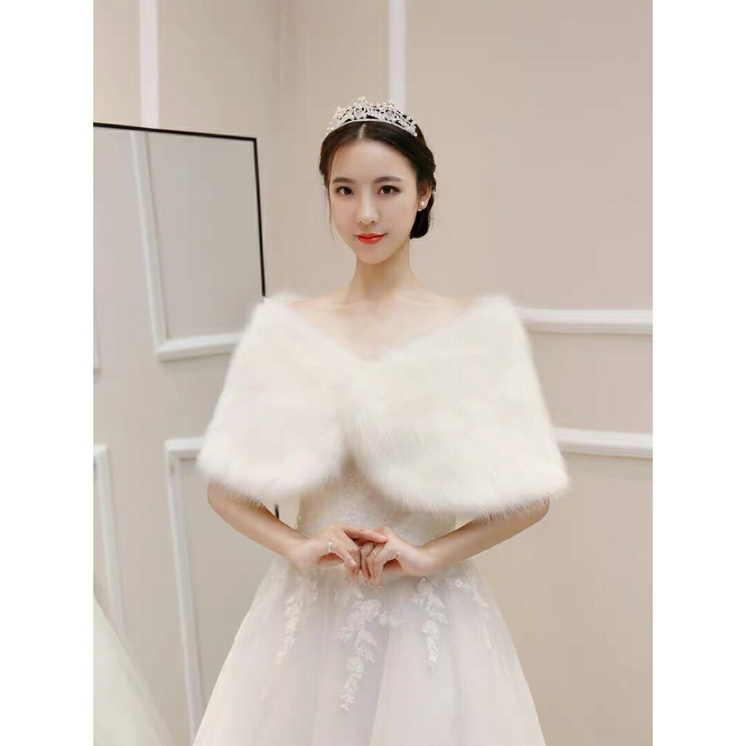 豪華肩掛け 大判ショール ファーストール ．毛皮風ケープ結婚式