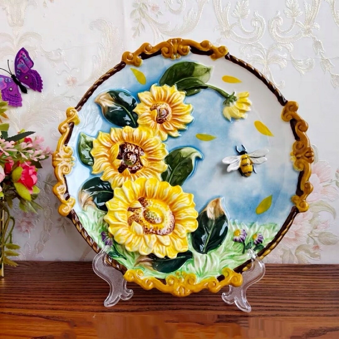 楽天市場】A008113ヒマワリ柄 お皿二点セット プレート 食器 陶器