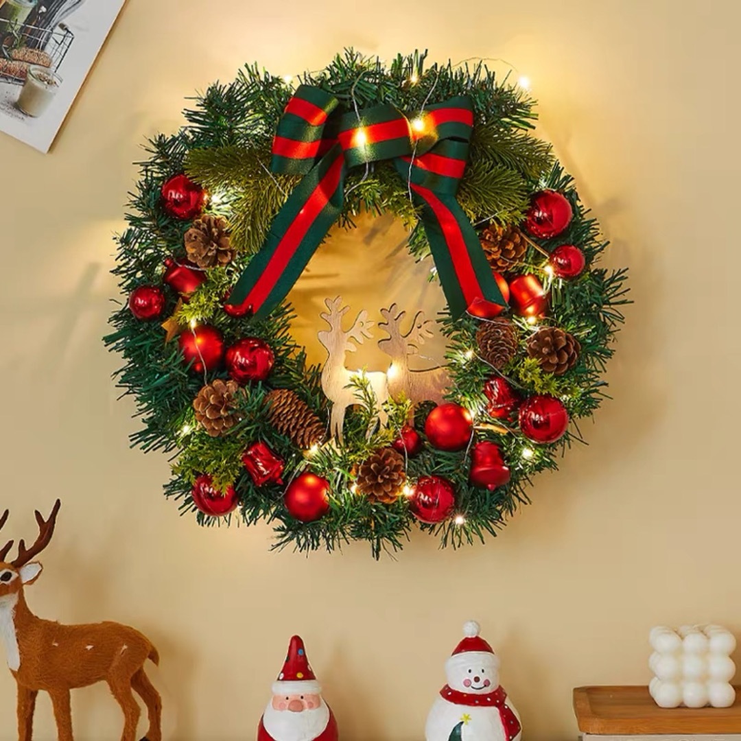 クリスマスリース クリスマス花輪 壁飾り 人工造花 デラックスリース｜SSG SHOP