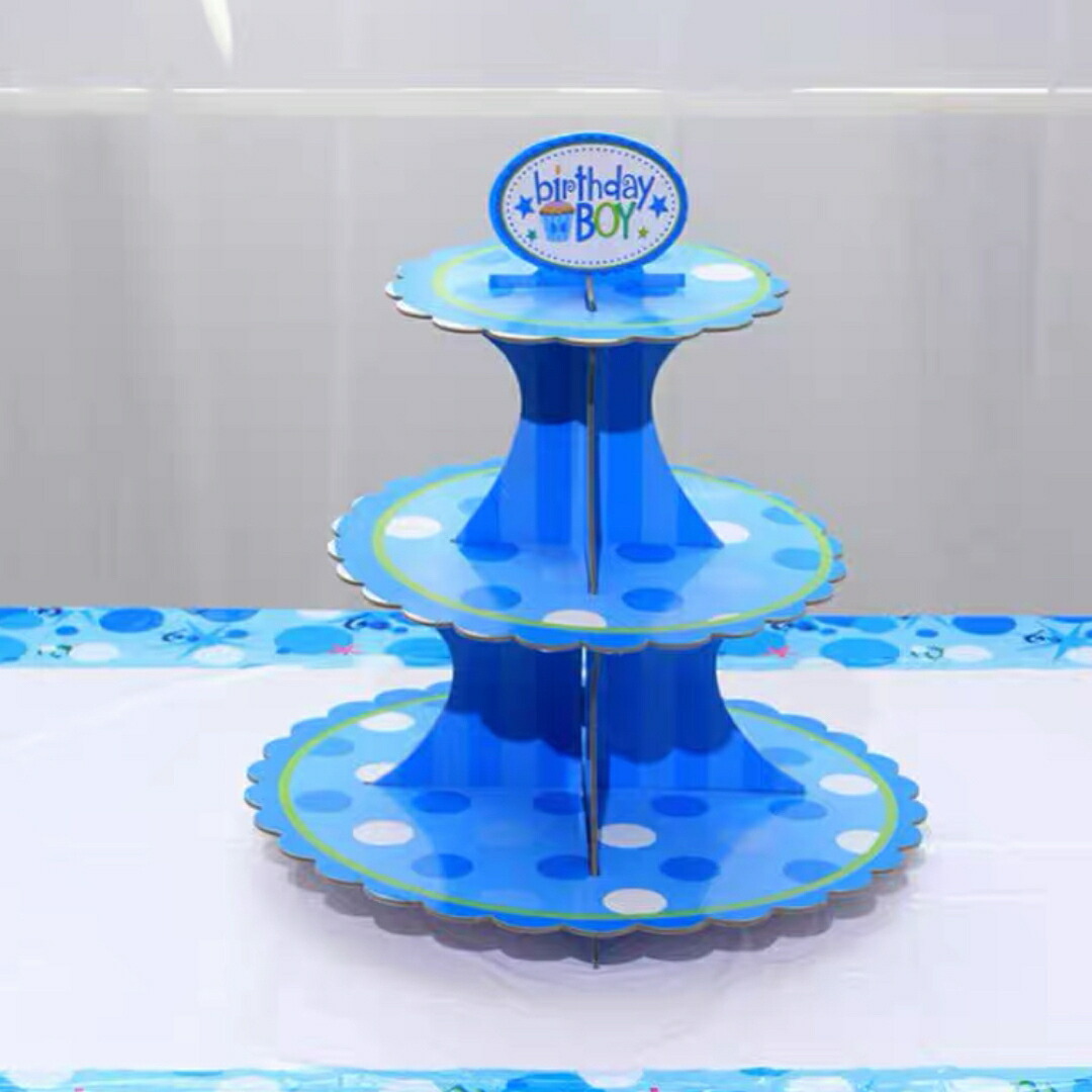 3段ケーキスタンドカップケーキ スタンド パルプ製 組立式アフタヌーンティー皿