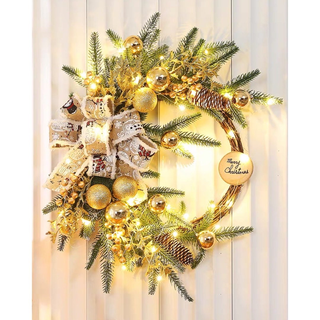 クリスマスリース クリスマス花輪 ドアリース 壁飾り 人工造花 デラックスリース