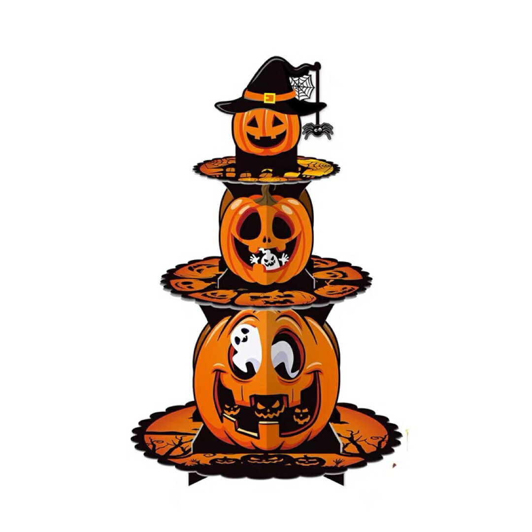 3段ケーキスタンドカップケーキ スタンド パルプ製 組立式 ハロウィン