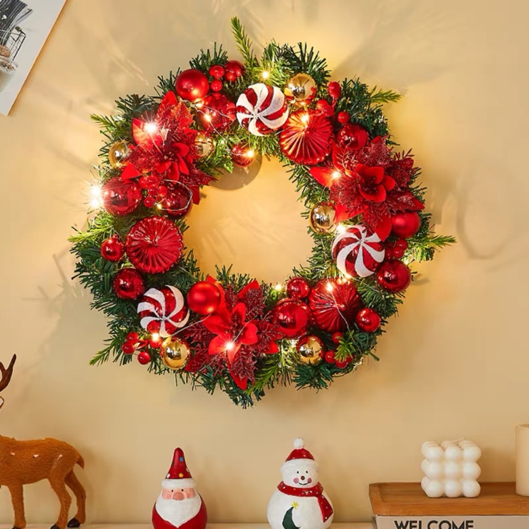 クリスマスリース クリスマス飾り付け 壁掛け飾り 玄関ドア フラワー造花 花輪 10,249円
