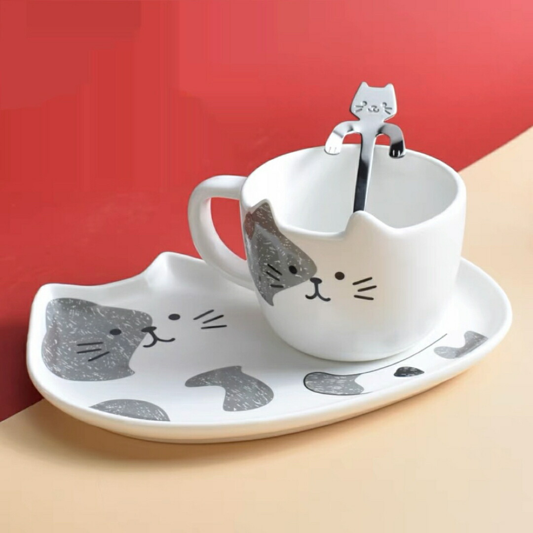 ティー・コーヒーカップセット 猫雑貨 猫グッズ　カップ＆ソーサー1客 ネコ