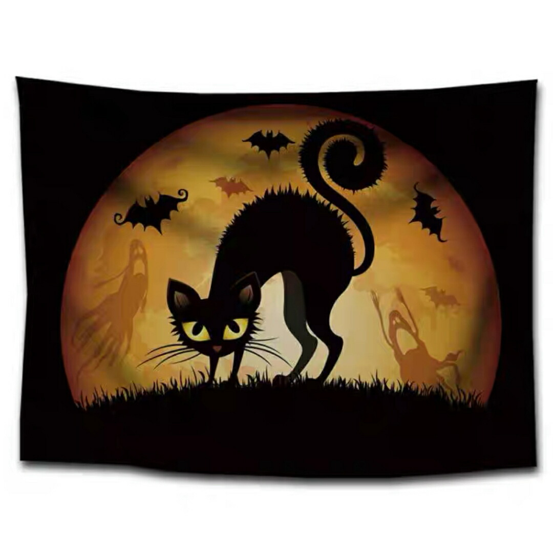 タペストリー ハロウィン カボチャ月夜コウモリ 壁掛け飾り 装飾用品窓カーテン