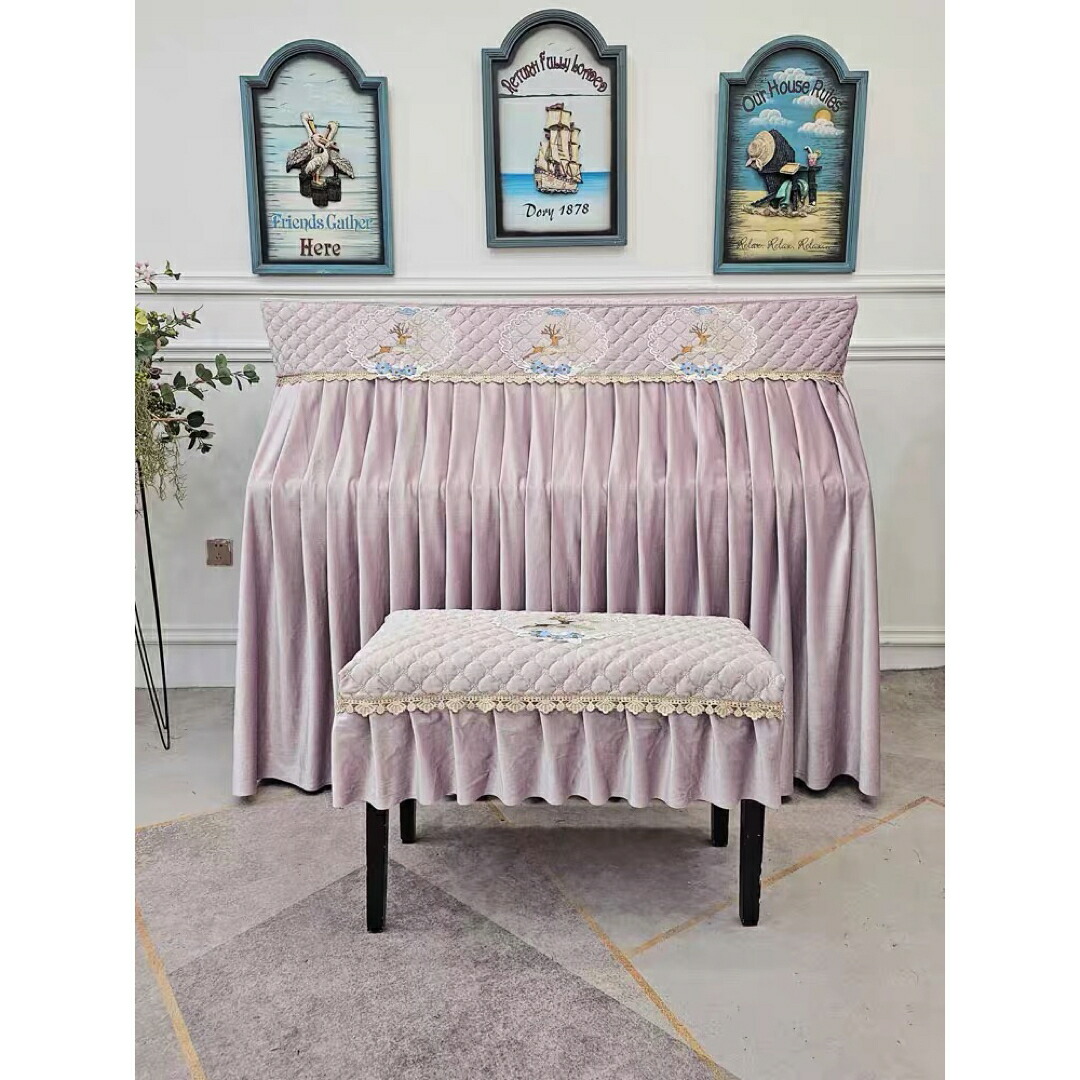 高級ピアノカバー2点セット　イスカバー　防塵カバー 保護カバー 花柄
