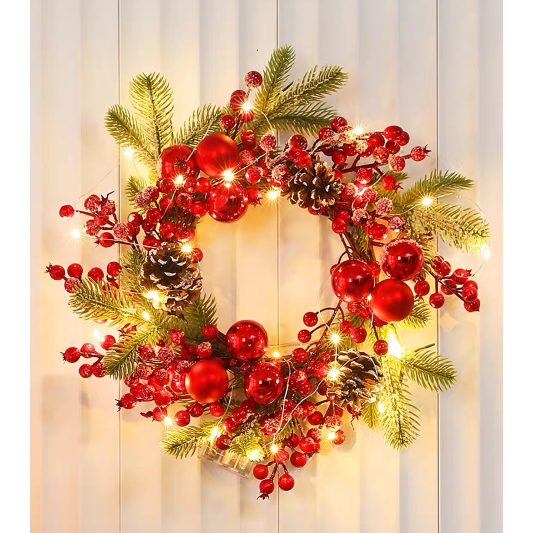 クリスマス貸しさげる クリスマス花の冠 部屋の入り口貸しさげる 壁飾り付け 人工造花 晴れ晴れしい貸しさげる インテリア・寝具・収納-ライト・照明器具