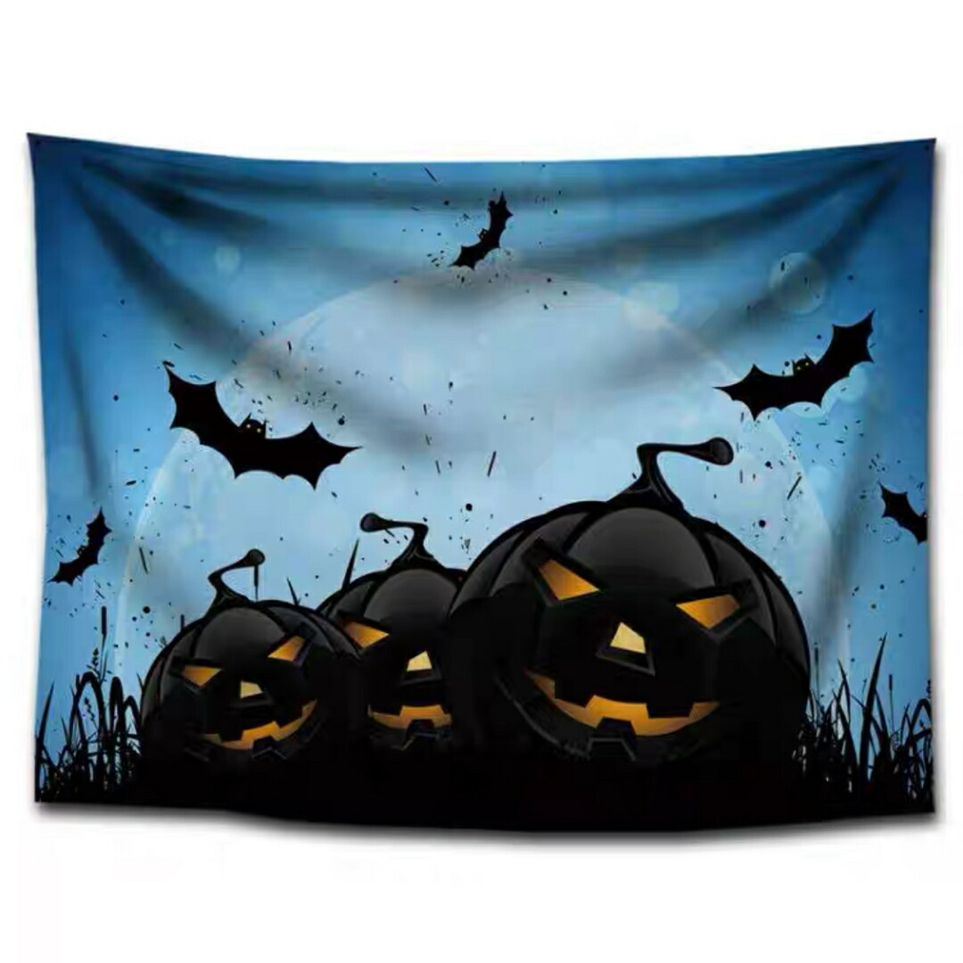 タペストリー ハロウィン カボチャ月夜コウモリ 壁掛け飾り 装飾用品窓カーテン