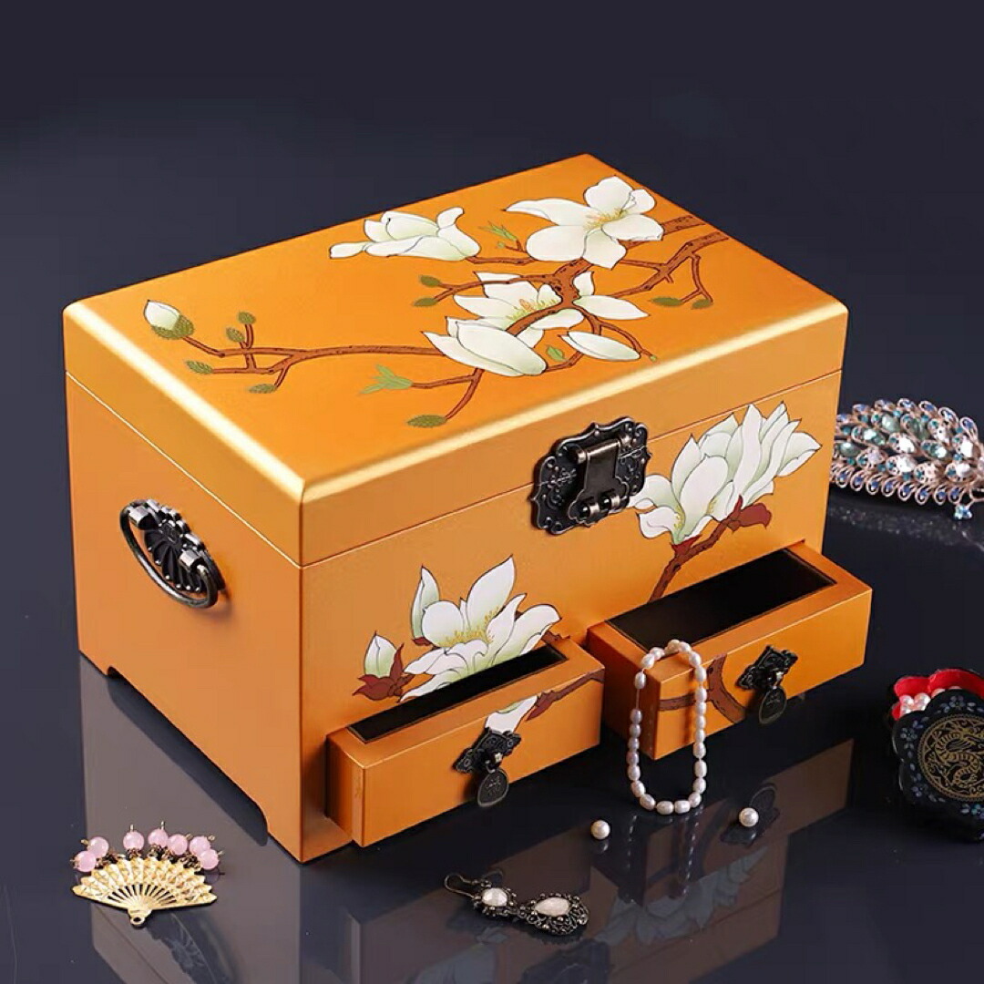 高級感 漆器 天然シェル 木製　純手作り製作 ジュエリーボックス宝石箱 小物入れ