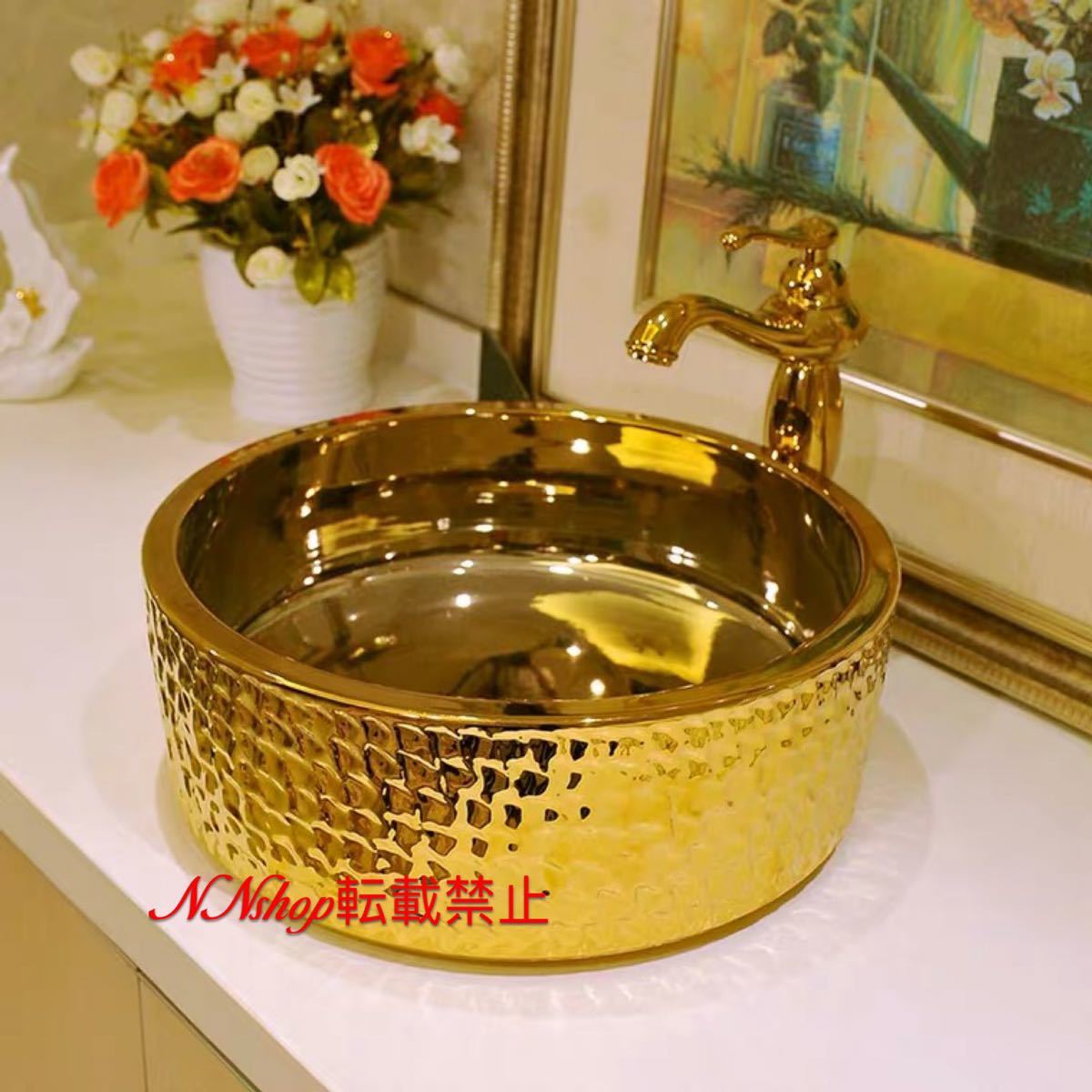豪華洗面ボウルセット陶器洗面台 トイレ 手水鉢 手洗器 手洗い鉢 洗面器　蛇口 排水金具付き｜SSG SHOP 58,668円