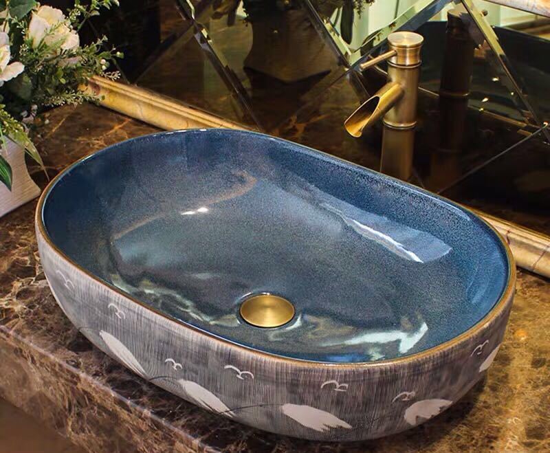 洗面ボウル 洗面ボールセット　陶器 手水鉢 手洗器 手洗い鉢 洗面器　排水金具付き｜SSG SHOP