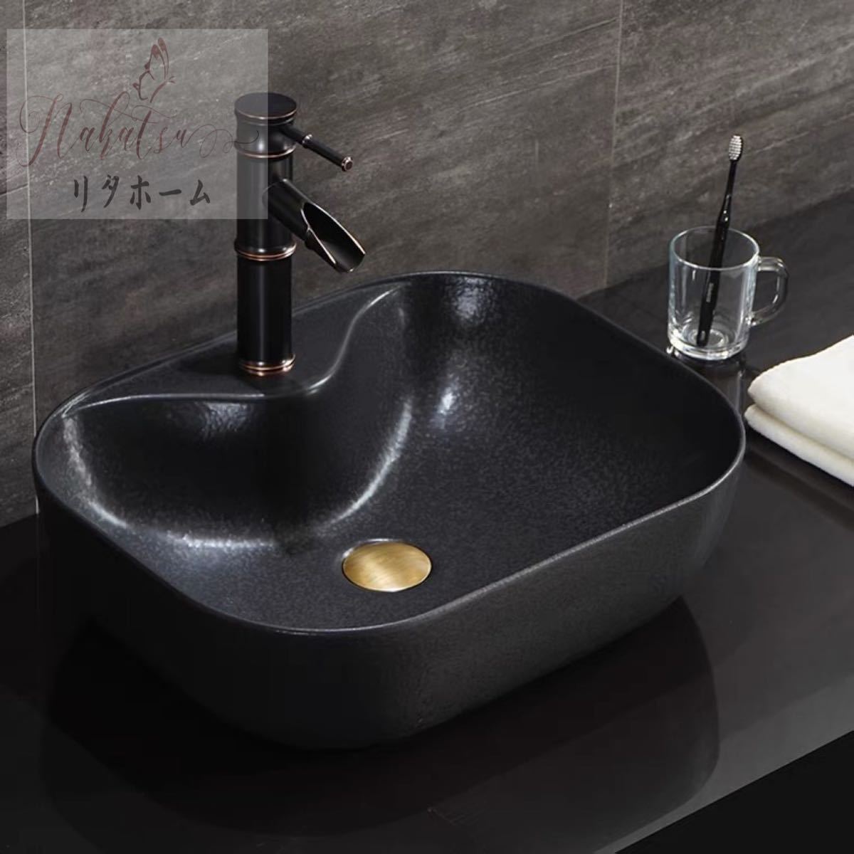 高級洗面ボウルセット 洗面ボール 陶器手水鉢 手洗器 手洗い鉢 洗面器 蛇口 排水金具付AF23