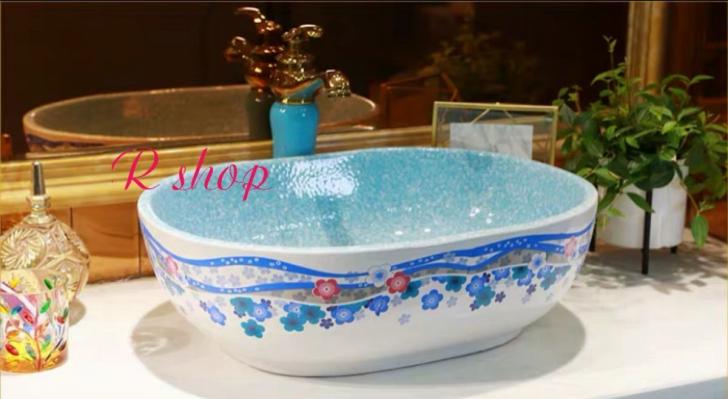 A高級洗面台 洗面ボウルセット ．洗面ボール 陶器 手水鉢 ．手洗器 手洗い鉢 洗面器 蛇口 排水金具付