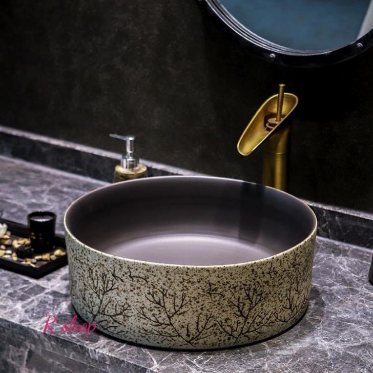 高級洗面台 洗面ボウルセット ．洗面ボール 陶器 手水鉢 ．手洗器 手洗い鉢 洗面器 蛇口 排水金具付き