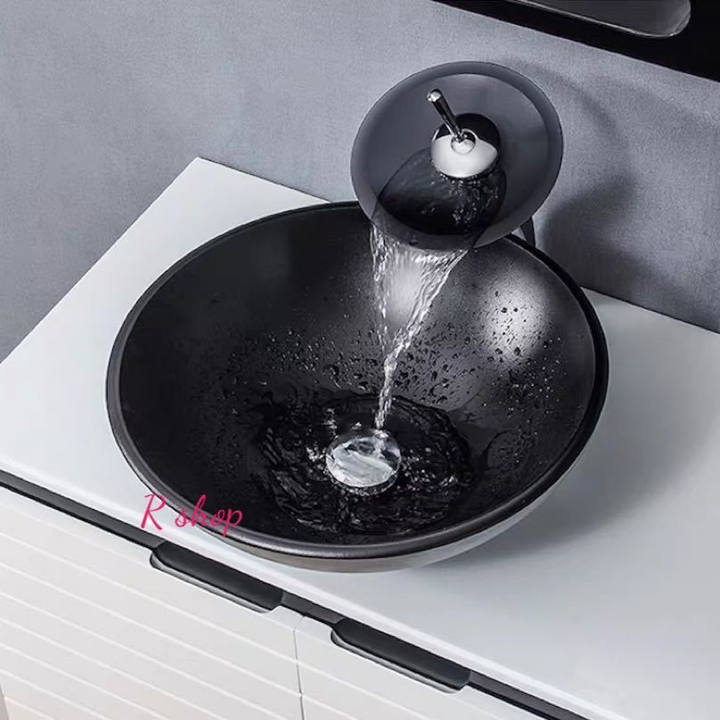 高級置き型洗面ボウルセット ．手洗い器 デザイン 強化ガラス 手洗い鉢 洗面台 蛇口 排水ホース付き｜SSG SHOP
