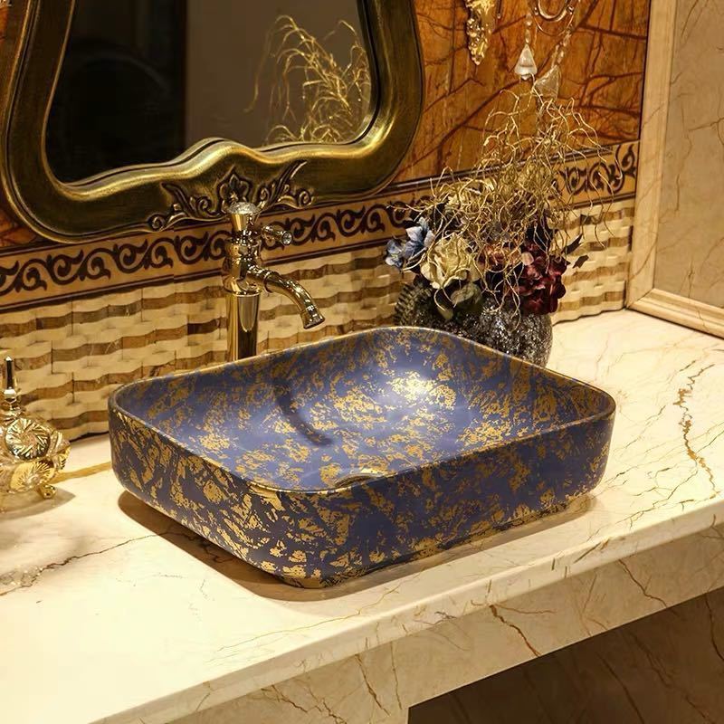 高級蛇口 高級排水金具付き洗面台 手洗いボウル 手洗い台 手洗器 陶器製 高級洗面台 洗面ボウルセット洗面ボール 陶器 手水鉢 手洗器蛇口 排水