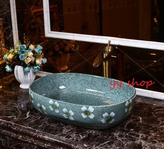 0121F32豪華洗面ボウルセット陶器洗面台 トイレ 手水鉢 手洗器 手洗い鉢 洗面器　蛇口 排水金具付き