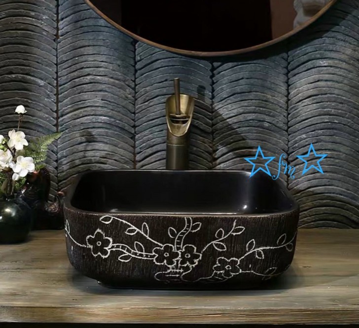 高級洗面台 洗面ボウルセット 洗面ボール 陶器 手水鉢 ．手洗器 手洗い鉢 洗面器 蛇口 排水金具付き