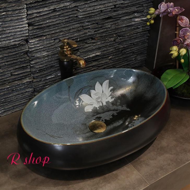 高級洗面台 洗面ボウルセット ．洗面ボール 陶器 手水鉢 ．手洗器 手洗い鉢 洗面器 蛇口 排水金具付き