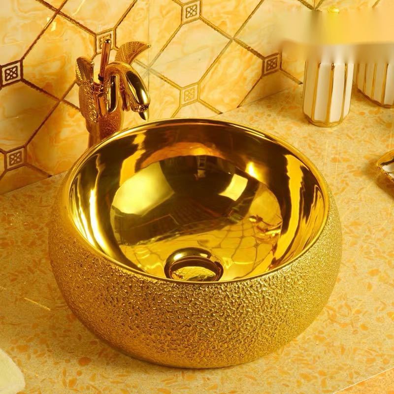 豪華洗面台 洗面ボウルセット ．洗面ボール 陶器 手水鉢 ．手洗器 手洗い鉢 洗面器 蛇口 排水金具付き