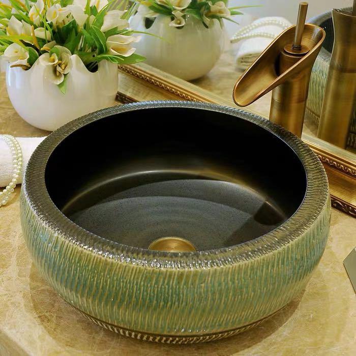 置き型洗面ボウルセット． 手洗い器 デザイン 陶磁器 手洗い鉢 洗面台 蛇口 排水ホース付き 56,080円