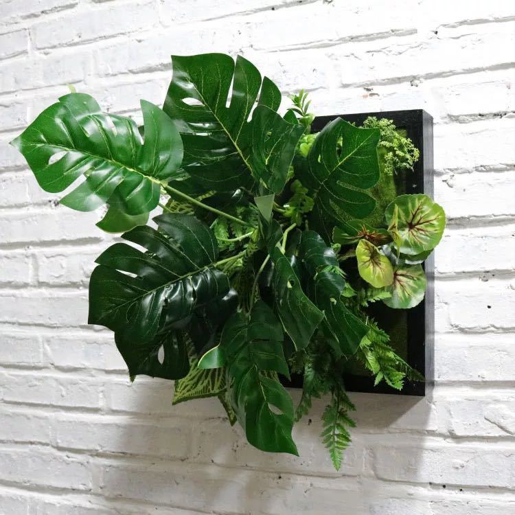 壁飾り 人工観葉植物 壁掛けインテリア ディスプレイ 壁掛けミックスグリーン 造花 壁掛け L