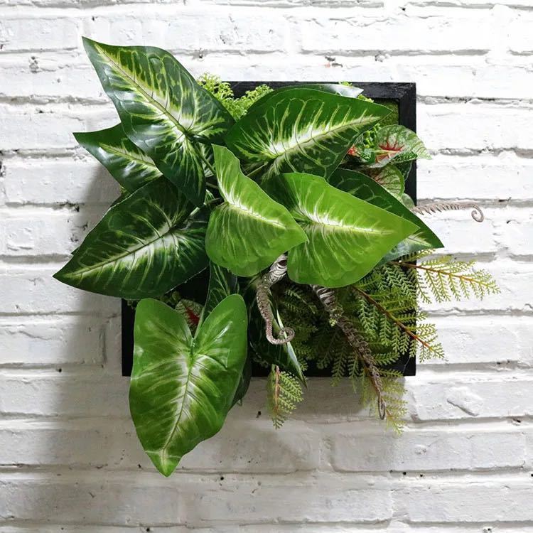 壁飾り 人工観葉植物 壁掛けインテリア ディスプレイ 壁掛けミックスグリーン 造花 壁掛け