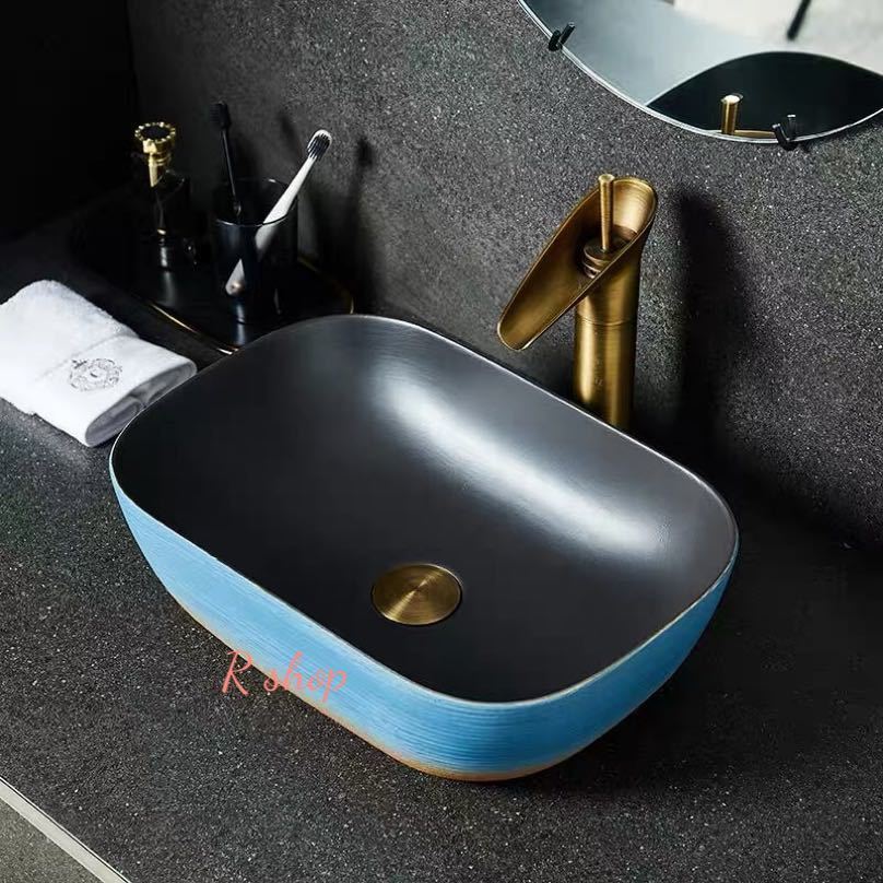 置き型洗面ボウルセット 手洗い器 デザイン 陶磁器 手洗い鉢 洗面台 蛇口 排水ホース付き
