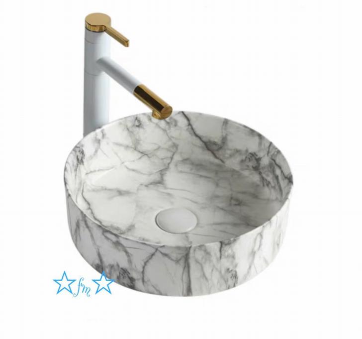 置き型洗面ボウルセット ．手洗い器デザイン 陶磁器 手洗い鉢 洗面台 蛇口 排水ホース付き 幅37cm
