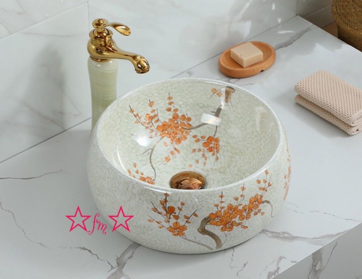 高級洗面台 洗面ボウルセット 洗面ボール 陶器 手水鉢 ．手洗器 手洗い鉢 洗面器 蛇口 排水金具付き 56,943円