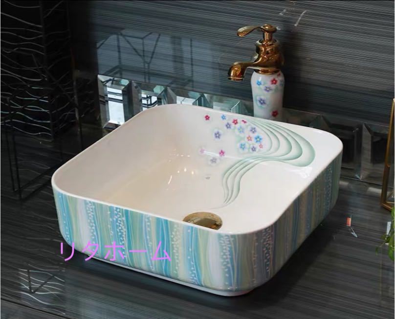 高級洗面台 洗面ボウルセット． 洗面ボール 陶器 手水鉢 手洗器 手洗い鉢 洗面器 蛇口付き