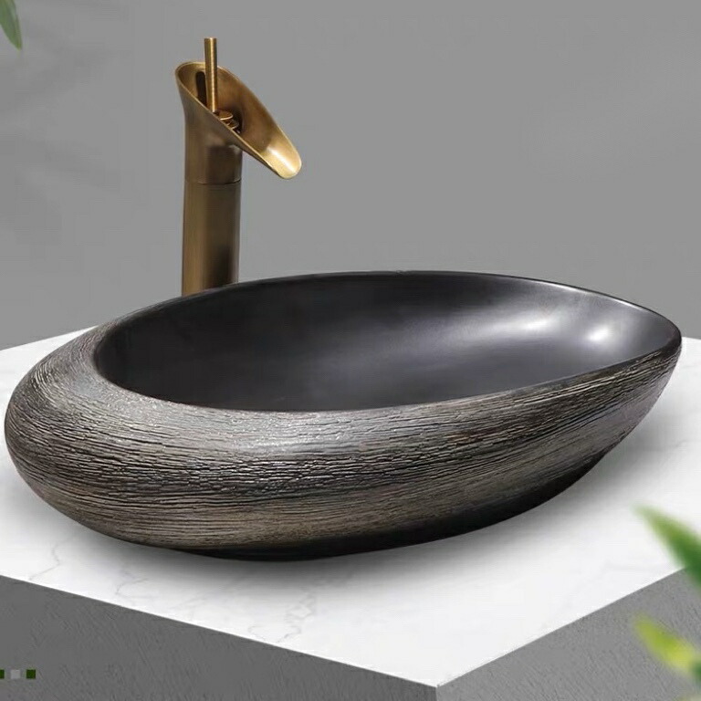 高級洗面台 洗面ボウルセット 洗面ボール 陶器 手水鉢 ．手洗器 手洗い鉢 洗面器 蛇口 排水金具付き