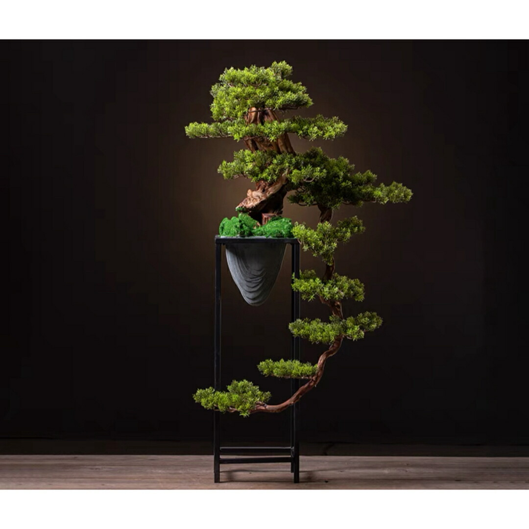 高級模造迎客松盆栽 置物 禅意迎客松盆栽装飾品 人工観葉植物